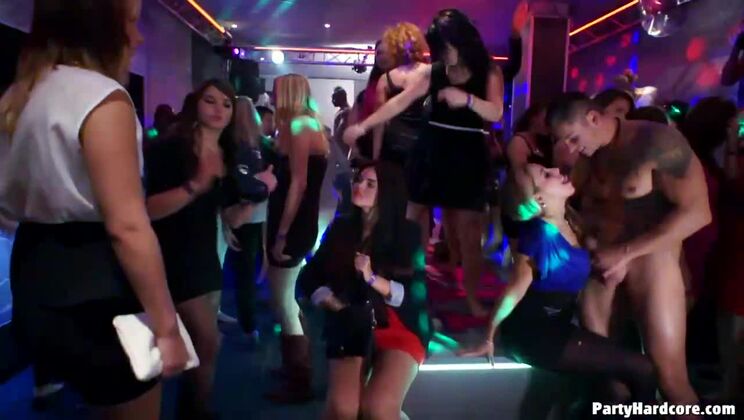 Party Gone Wild - Blonde in Lingerie Fucks Multiple Guys Hardcore