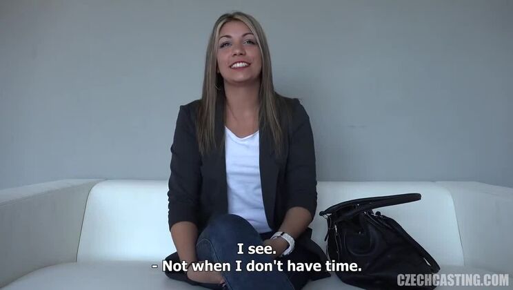 Brunette Babe Dominika - European Casting with Tiny Tits