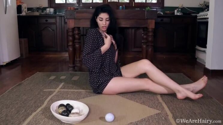 Brunette Ornella Gets Off Using Stones - Hairy Solo