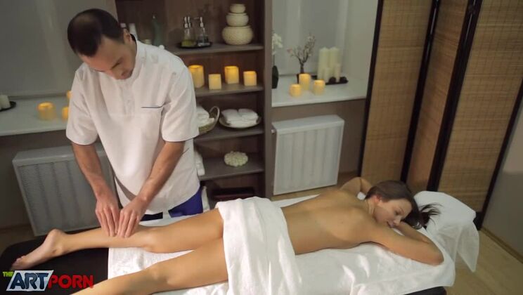 Brunette Nensi B Medina gets rubbed down