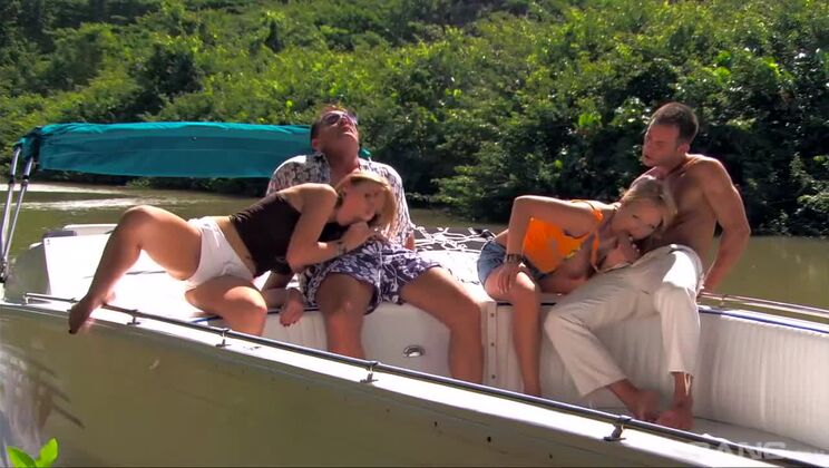 Blonde Jessica & Brunette Morgan Share Big Cock Outdoors