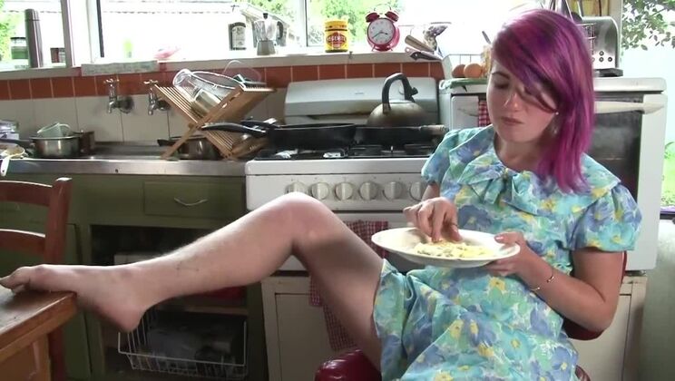 Hairy Babe Lilith Teases in Kitchen