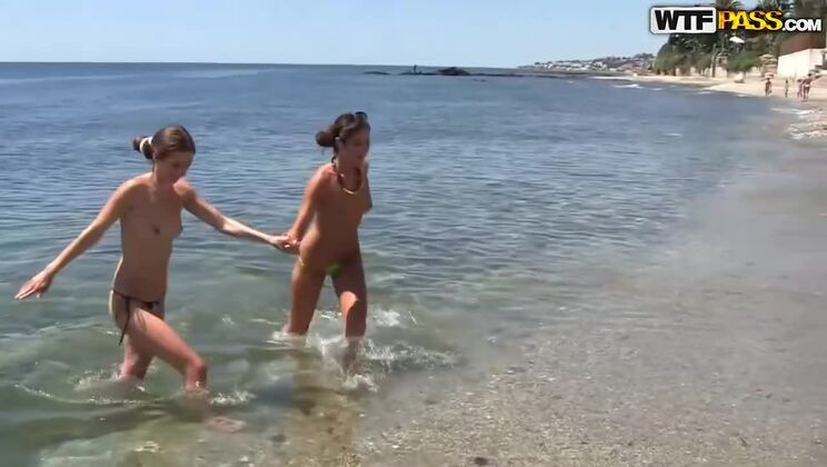 Sexy Russian babes Carol Vega & Leila fuck on beach - part 2