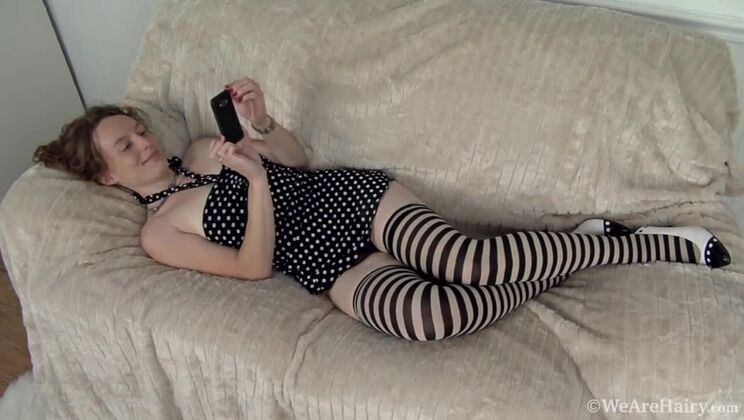 In Stockings, Ana Molly Masturbates Alone