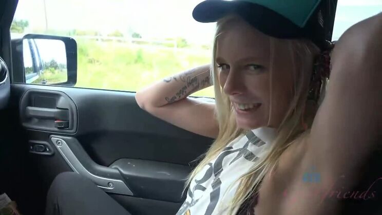 Skinny Elaina Raye Enjoys Shaved Pussy at Haleakala