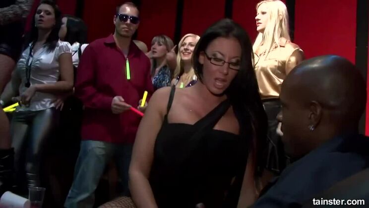 Hot MILFs Share Big Cock at Disco Orgy - Blonde & Brunette Action