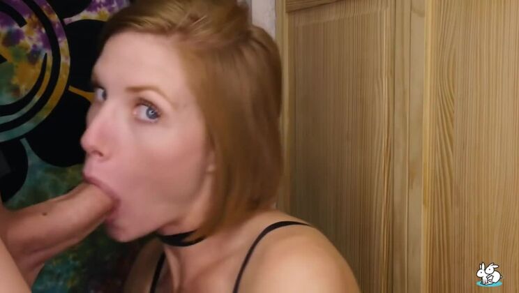 Cumshot on Sexy Redhead's Tits