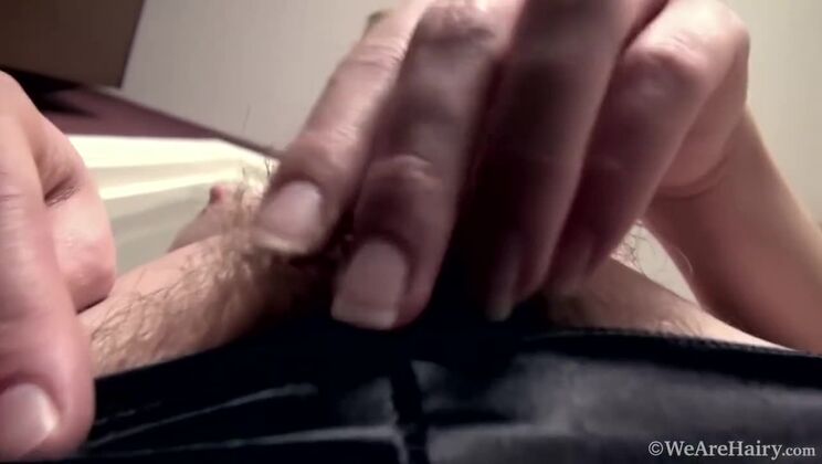 Blonde and Busty Dani in Sexy Lingerie Displays Her Hairy Snatch