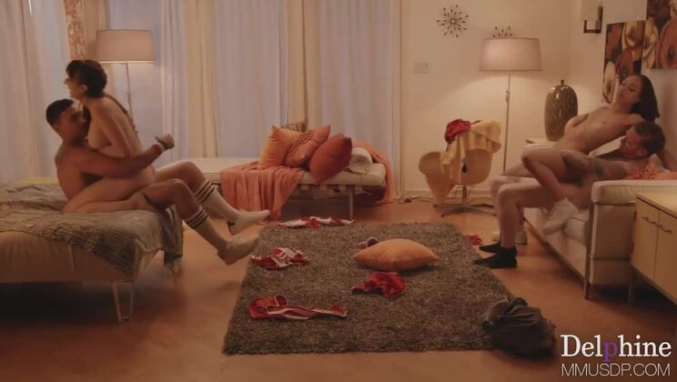 Brunette and MILF Gang Bang