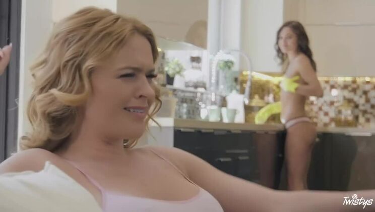 Big Titted Maid Sucks Brunette MILF