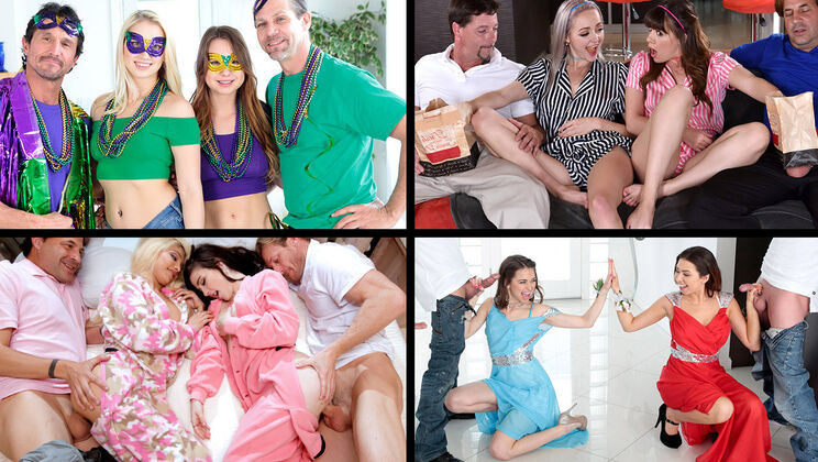 Stepdaughters Swapping Holes - Hardcore DP & Rough Sex