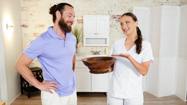 Brunette Natural Tits and Cumshot Delight