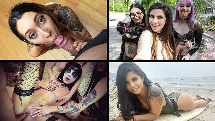 [TeamSkeetSelects] - Tattooed Beauties Cum Hard - Honey Gold - Harlowe Blue - Indica Flower - Val Steele