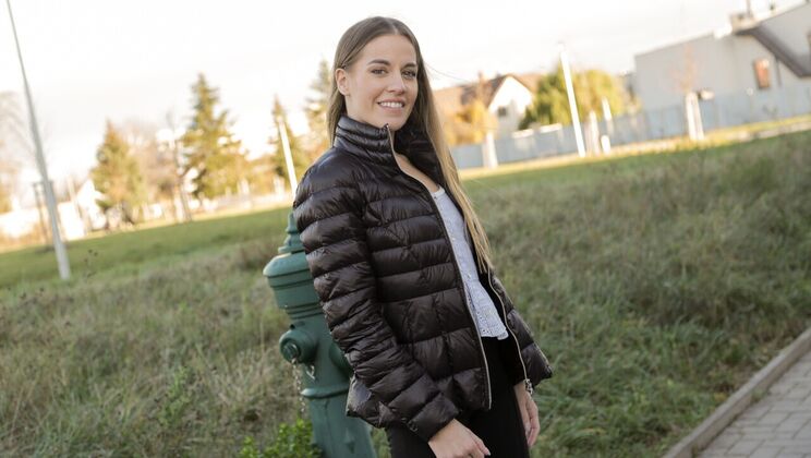 Big Cock Fucks Small Tits Babe in Outdoor Setting