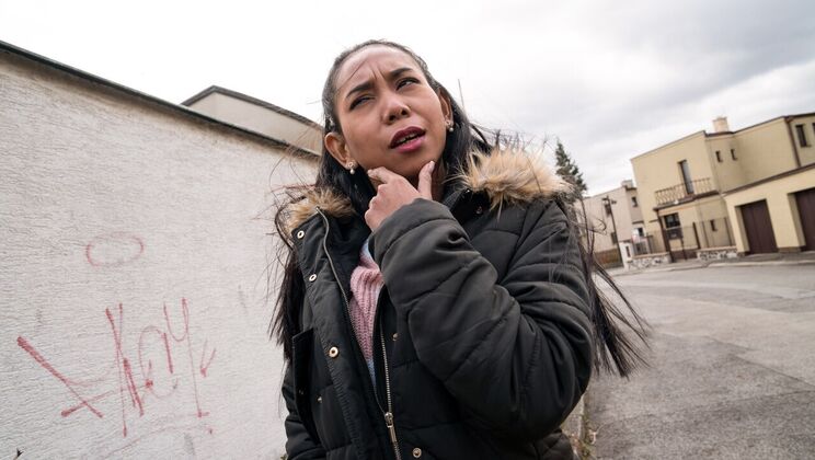 Shaved Pussy Asian Babe in Thong