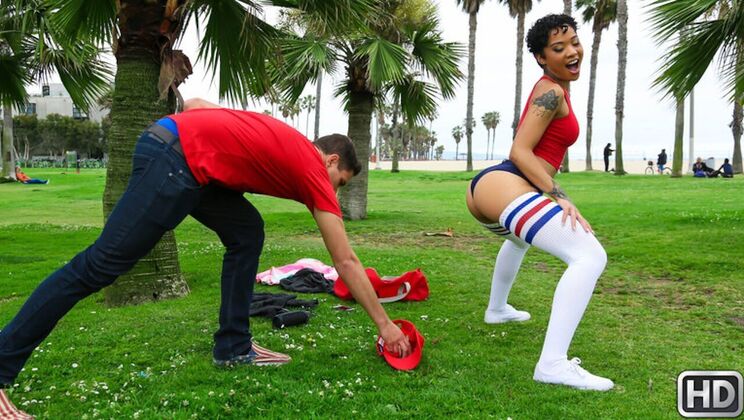 Big Cock, Brunette, and Beach