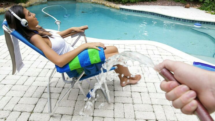 Latina Girl in Reverse Cowgirl Prank