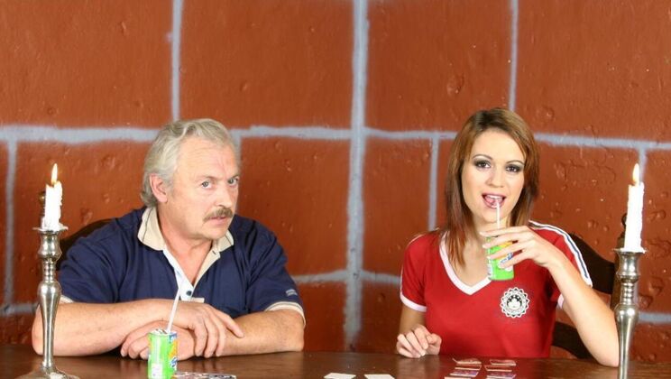 Cum Swallowing Game with Natural Tits