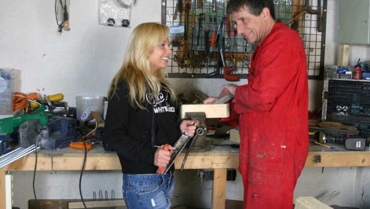 Old Andre Teaches Young Sharka Blue Blowjob Tricks