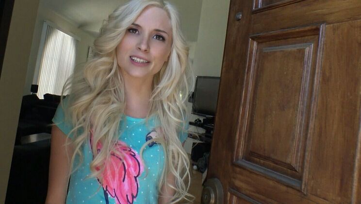 Small Tits Teen Gags on Dick