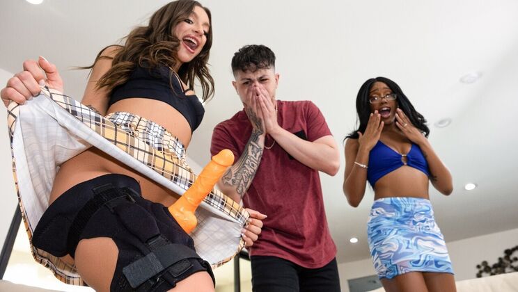 Big Tits Brunette Loves Strap-On