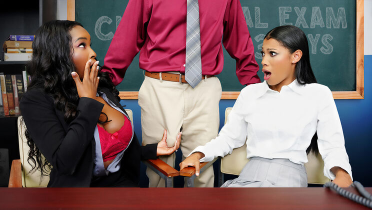 [PervPrincipal] - Cheating Wife Gets Caught in Thong and Uniform - Naomi Foxxx - Eden West - Peter Fitzwell