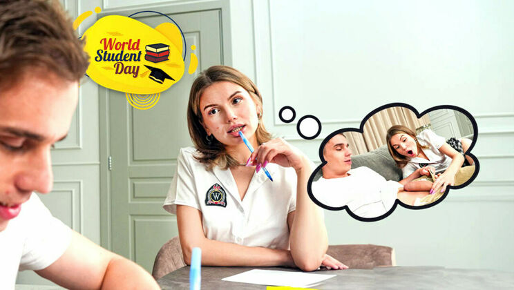 Cumshot Facial for Brunette Schoolgirl