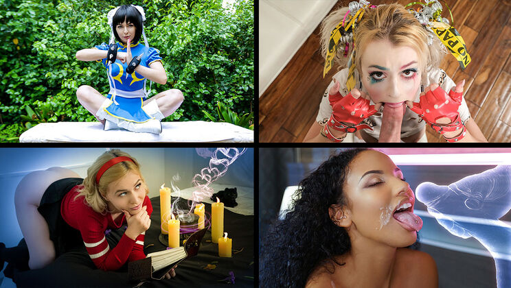 [TeamSkeetSelects] - Skinny Blonde Bella Rose Halloween - Bella Rose - Alexa Nova - Nova Cane - Lily Lane