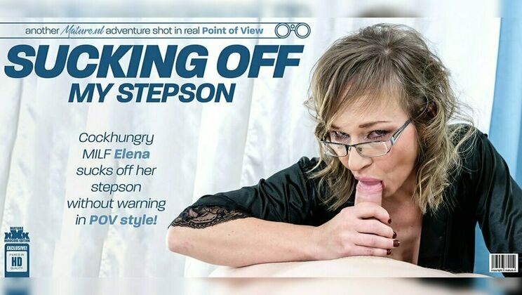 Stepmom Elena Gives Her Stepson a Bra-Clad Blowjob Session