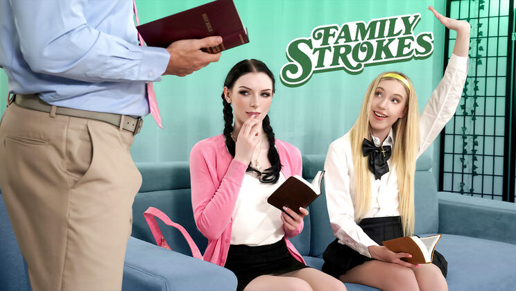 [FamilyStrokes] - Threesome Bible Study with Blonde and Brunette - Will Pounder - Kallie Taylor - Celestina Blooms