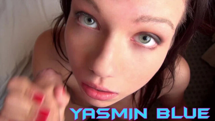 Skinny Brunette Yasmin Blue Takes Two Cocks in Hotel