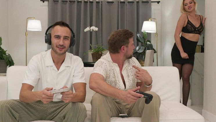 Hung Neighbours Double Penetrate Seductive Blonde Cherry Kiss in Hardcore Fuck Fest GP3119