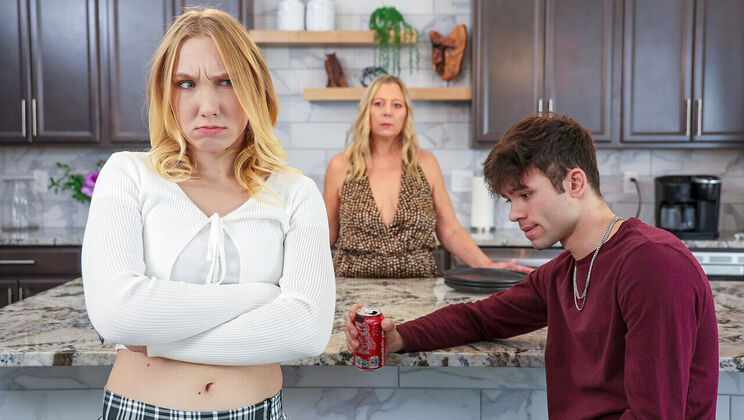 Blonde Stepsister's Sheer Panties Removed for Big Cock