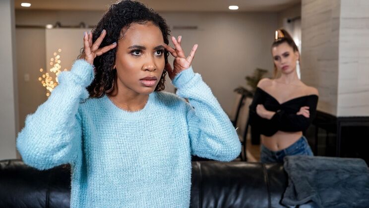 Small Tits Lesbians Make Out and Scissor in Skirts