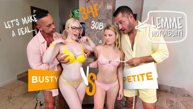 Busty Blonde Fucking While Petite 69s with Old Guy