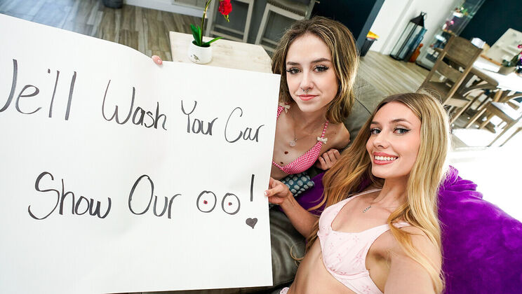 Bikini Car Wash - Three Girls, Two Pussies, One Big Cock - Cum Swap