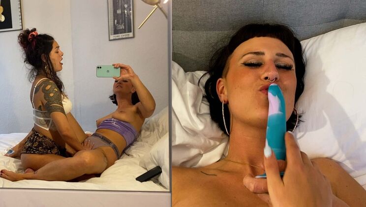 Purple Perfection: Pierced Brunette Lovers Moan in Bed