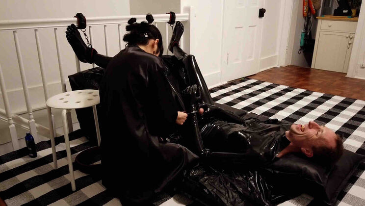 Lee Ties Rei in Latex, Tickles Her & She Laughs